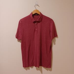 LORO PIANA Mens Linen Flax Short Sleeve Polo Shirt Purple Designer Luxury Size M